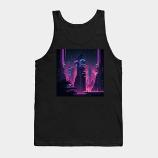 Retrowave Cyberpunk City at Night Tank Top